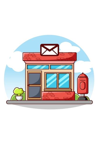 Premium Vector Post Office Icon Building Cartoon Illustration