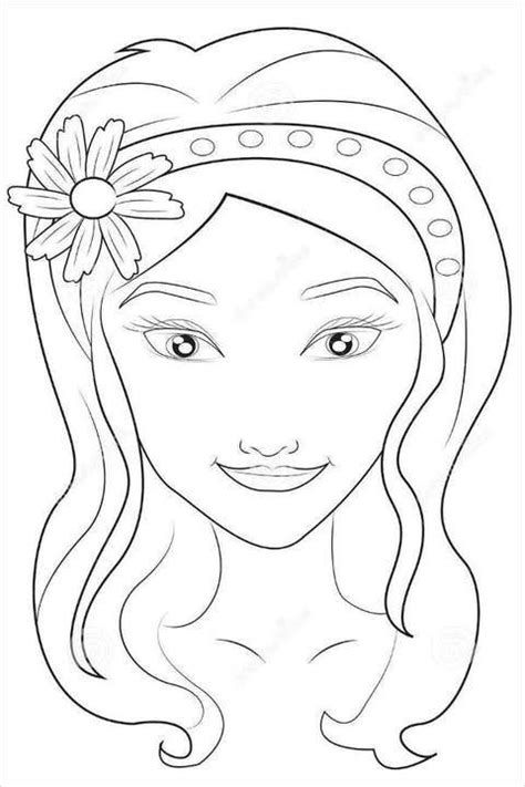 9 Face Coloring Pages  Ai Illustrator Download Girl Face