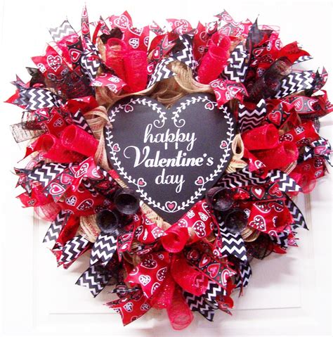 Happy Valentines Day Burlap Wreathburlap Wreathheart Mesh Wreath