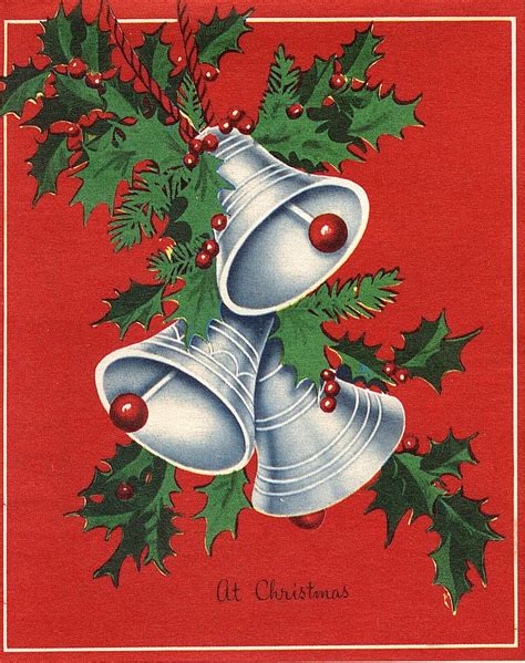 vintage pollyanna christmas greeting card bells christmas ephemera vintage holiday cards