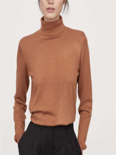 Buy Handm Women Beige Fine Knit Polo Neck Jumper Sweaters For Women