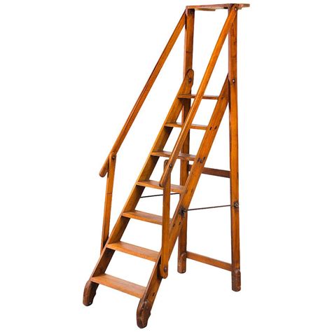 Early 20th Century Walnut Folding Library Ladder At 1stdibs