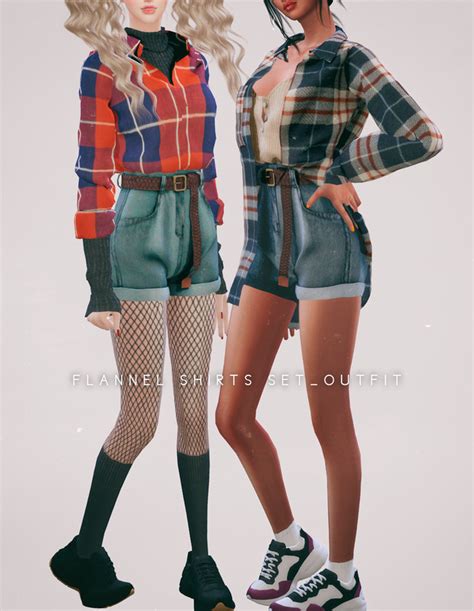 Sims 4 Cc Finds Alpha — Newen092 Newen Sims4 Flannel Shirts Top