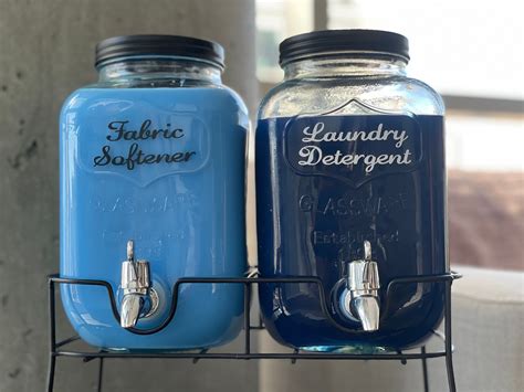 Glass Jars With Easy Pour Spouts Customized Labels Laundry Etsy