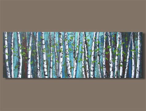 Birch Trees Abstract Art Birch Tree Painting Panoramic Etsy Birch