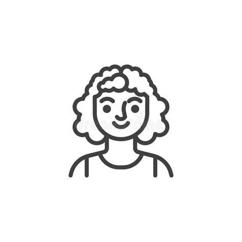 Woman With Curly Hair Line Icon Stock Vector Illustration Of Symbol