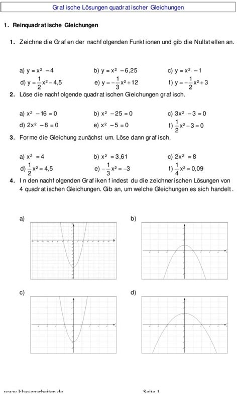 Grundsätzlich werden erst einmal einfache lineare gleichungen / funktionen behandelt und wie man diese mit äquivalenzumformungen löst. Übungsblatt zu Quadratische Gleichungen 10. Klasse