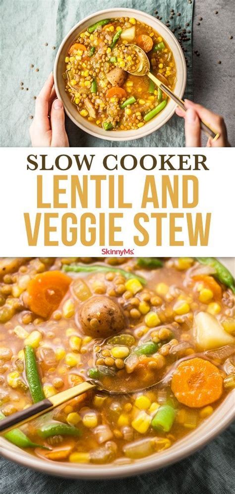 Slow Cooker Lentil And Veggie Stew Recipe Vegetarian Slow Cooker