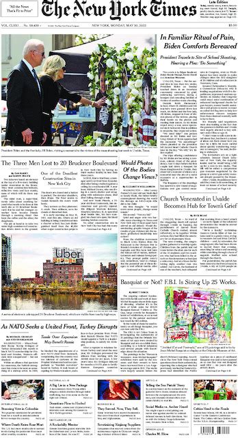 The New York Times In Print For Monday May The New York Times