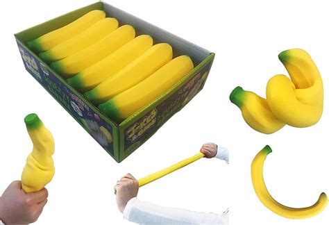 squishy banana stress toy [12 pack] stretchy banana squishy stress banana toy stretchy