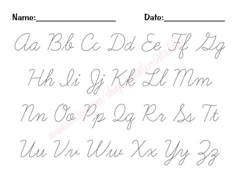 Printable Cursive Alphabet Tracing Letters