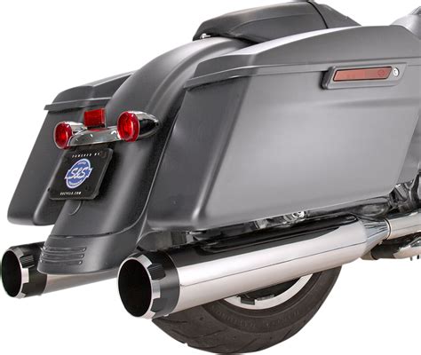 S&S Power Tune Chrome Thruster Slip On Mufflers 17-19 Harley Bagger Touring FLHX | JT's CYCLES