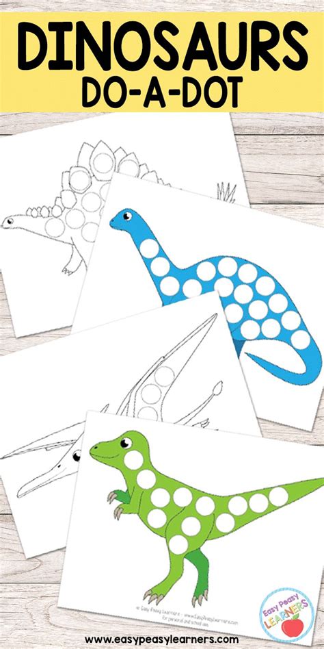 Free Dinosaurs Do a Dot Printables - Easy Peasy Learners | Dinosaur