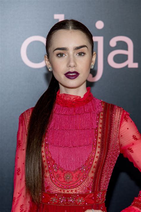 Lily Collins Long Ponytail And Oxblood Lipstick Okja Premiere Teen Vogue