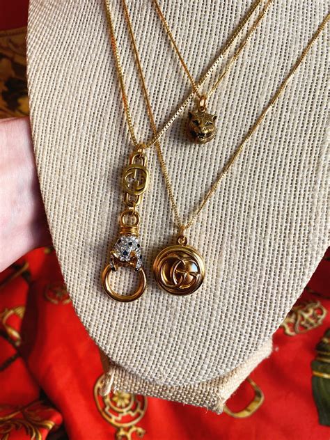 New Medium Gold Repurposed Gucci Button Necklace Old Soul Vintage Jewelry