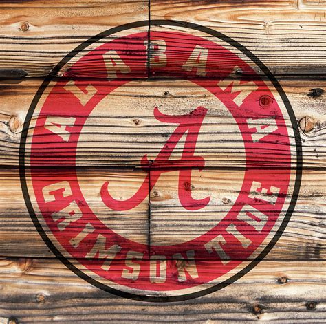 Alabama Crimson Tide Logo On Rustic Wood Digital Art By Daniel Hagerman