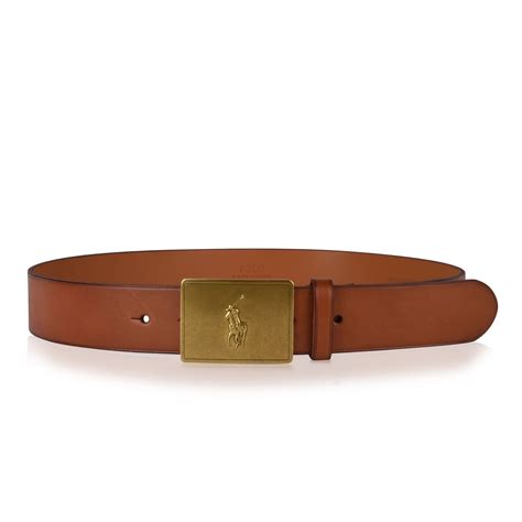 Polo Ralph Lauren Plaque Leather Belt Unisex Leather Belt Flannels