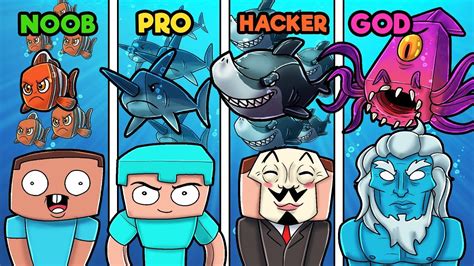 Minecraft Underwater War Noob Vs Pro Vs God Vs Hacker Youtube