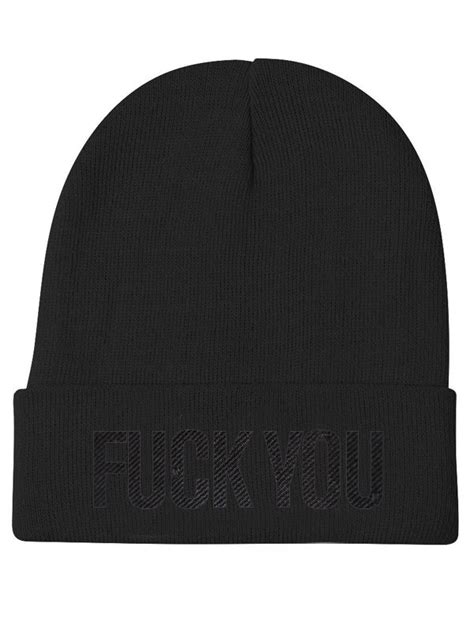 fuck you embroidered black knit beanie by inked inked shop