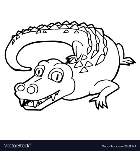Cartoon Cute Crocodile Coloring Page Royalty Free Vector