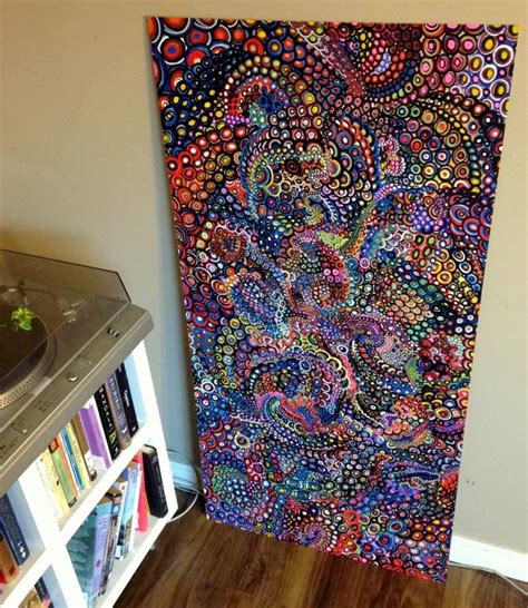 Psychedelic Painting 48 X 24 Oilacrylic Paint Rlsd