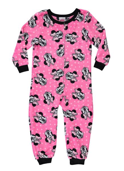 Disney Minnie Mouse Girls Sleeper Onesie Fleece Pajamas For Kids