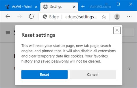 Reset Settings In Microsoft Edge Browser Images