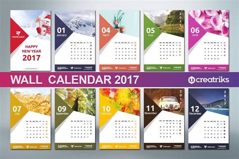 Wall Calendar 2017 V009 By Creatricks On Creativemarket Wall