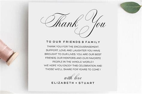 Printable Thank You Letter Template Wedding Table Thank You