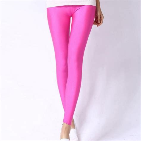 Shiny Pant Hot Selling Solid Color Fluorescent Spandex Elasticity Legg