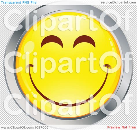 Clipart Yellow And Chrome Cartoon Smiley Emoticon Happy