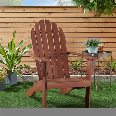 Mainstays Wooden Outdoor Adirondack Chair Natural Finish Solid Hardwood Walmart Com