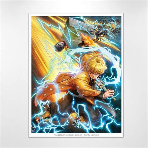 Zenitsu Thunder Breathing Demon Slayer Premium Art Print