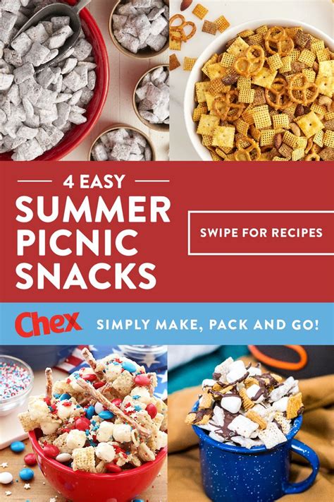 4 Easy Summer Chex Picnic Snacks Snack Mix Recipes Chex Mix Recipes