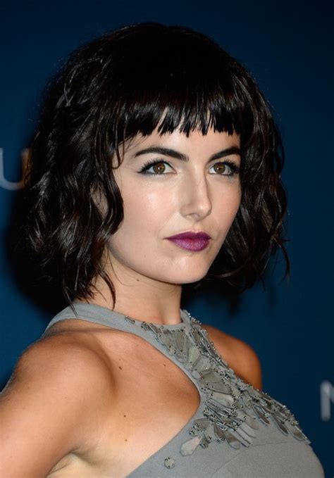 Camilla Belle Short Black Wavy Hairstyle With Full Bangs