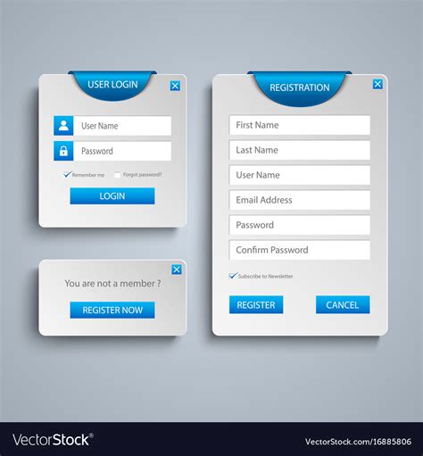 Collection Login And Register Web Screen Vector Image