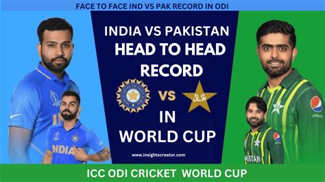 India Vs Pakistan Head To Head Record In Icc Odi World Cup Insights