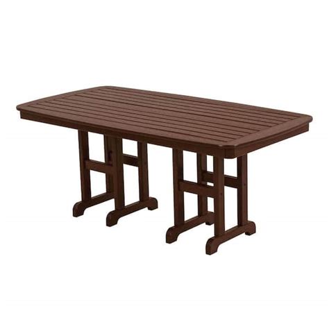 Polywood Nautical 37 In X 72 In Mahogany Plastic Outdoor Patio Dining