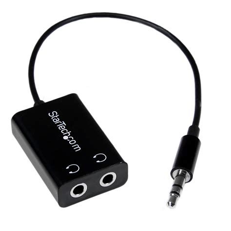 Black Slim Mini Jack Headphone Splitter Cable Adapter 3