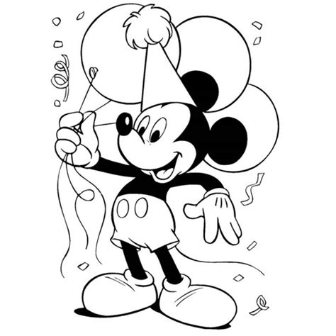 Ta fête est en juin, en juillet, en avril, en cartes anniversaire ans gratuites à télécharger et imprimer ou à envoyer sur fb avec des dessins de ballons multicolores, des gâteaux d'anniversaire. Coloriage Mickey Mouse avec Ballons pour Anniversaire