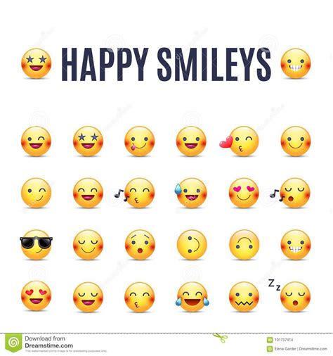 happy smileys vector icon set emoticons pictograms collection 101757414