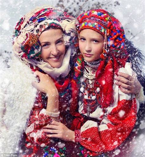 Modern Women Wearing Traditional Ukrainian Wreaths Folk Fashion