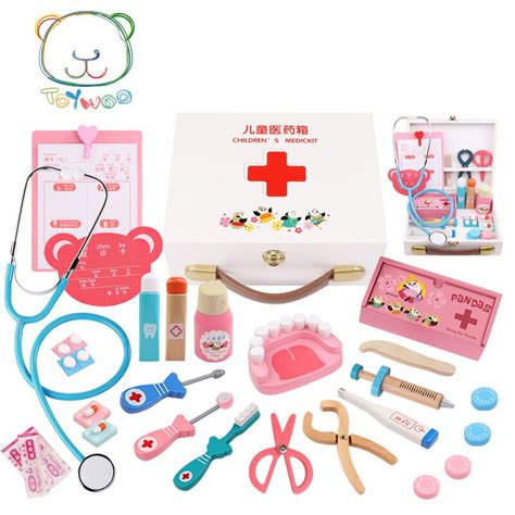 Toy Woo Wooden Kids Funny Toys Doctor Play Sets Simulation Medicine