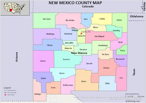 New Mexico County Map List Of Counties In New Mexico With Seats