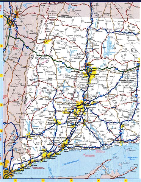 Connecticut Map With Cities And Towns Rivers And Lakes Parks And
