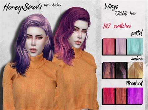 The Sims Resource Wings Tz0210 Hair Retextured By Honeyssims4 Sims 4