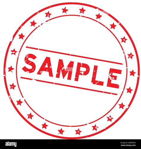 Grunge Red Sample Word Round Rubber Seal Stamp On White Background