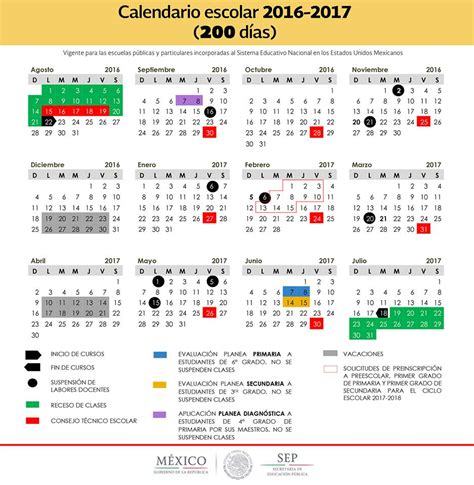 Calendario Escolar Sep 2016 2017 Uno De 200 Días Y Otro De 185