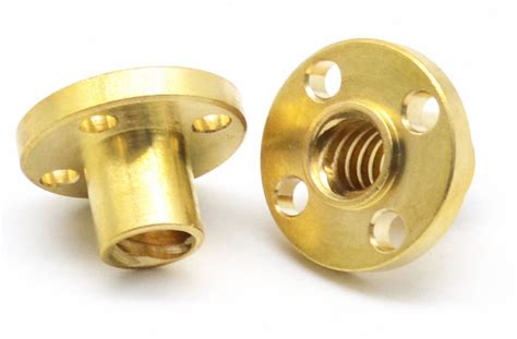 12mm T12 Right Hand Flange Trapezoidal Brass Nut Acme Thread Lead 2
