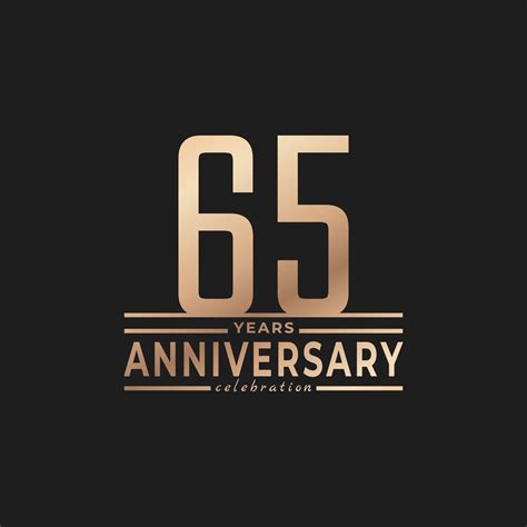 65 Year Anniversary Celebration With Thin Number Shape Golden Color For